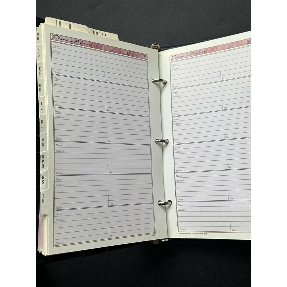 Vintage Perennials Navy Personal Organizer Planner Day Runner 9.5